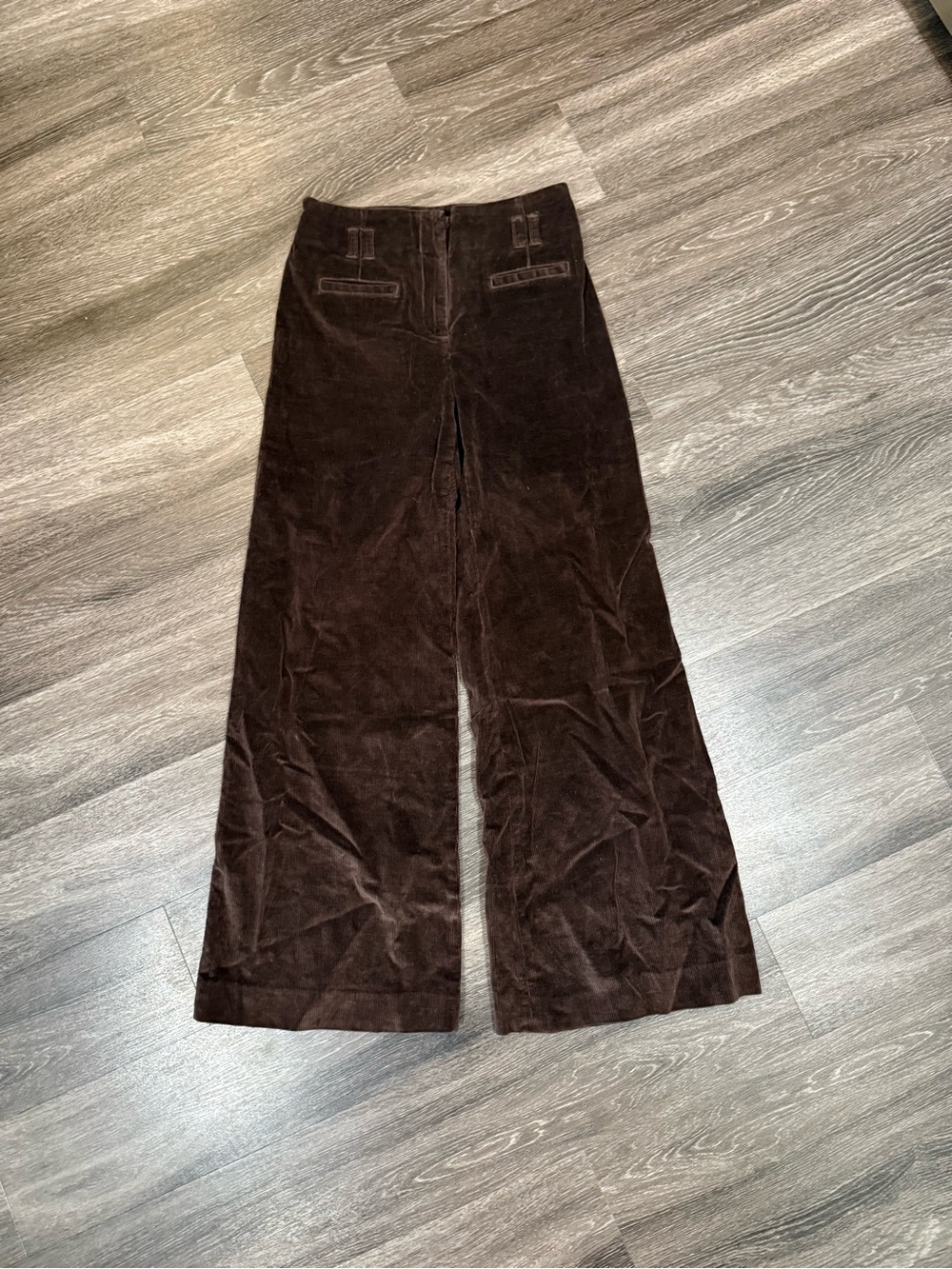 Anthropologie Cartonnier Dark Brown Corduroy Wide Leg Trousers